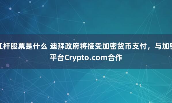 杠杆股票是什么 迪拜政府将接受加密货币支付，与加密平台Crypto.com合作