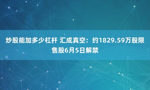 炒股能加多少杠杆 汇成真空：约1829.59万股限售股6月5日解禁