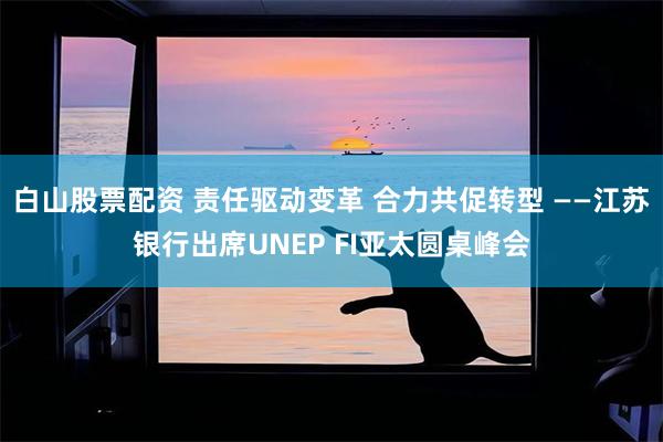 白山股票配资 责任驱动变革 合力共促转型 ——江苏银行出席UNEP FI亚太圆桌峰会