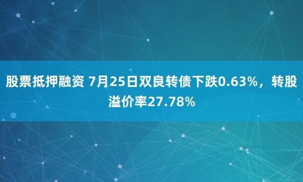 股票抵押融资 7月25日双良转债下跌0.63%，转股溢价率27.78%